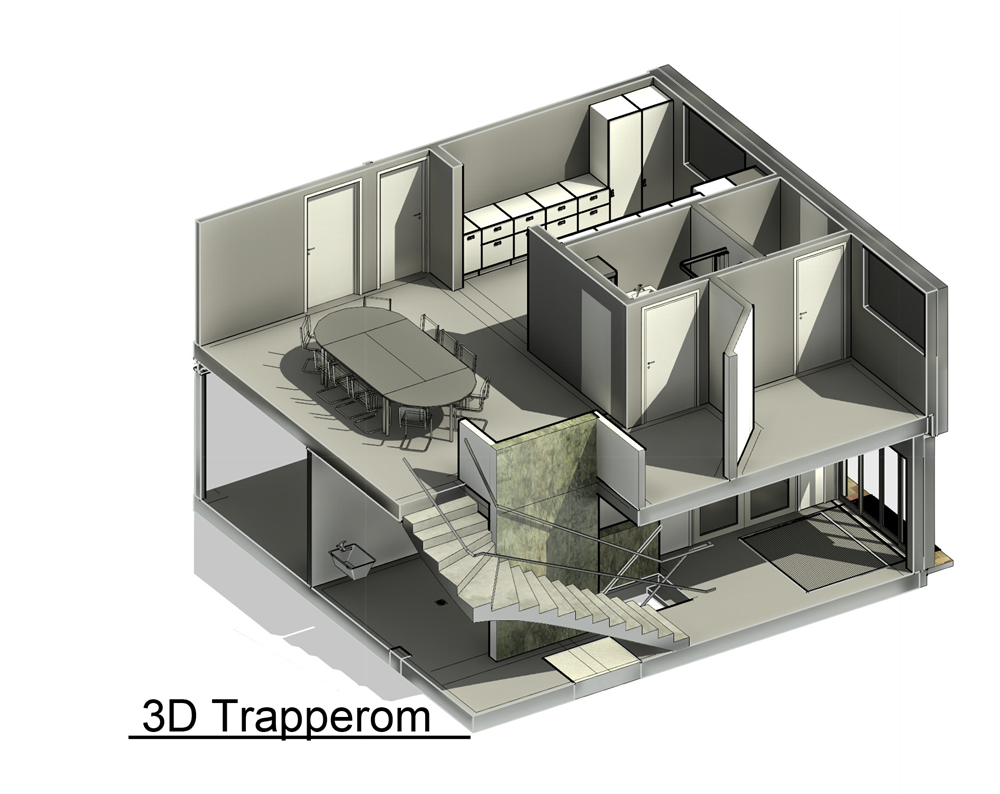 3d modell av nytt trapperom - Klikk for stort bilde
